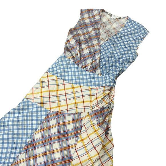 Veronica Beard Pastel Check Patch Silk Blend Wixson Midi Dress 0 - Picture 3 of 7
